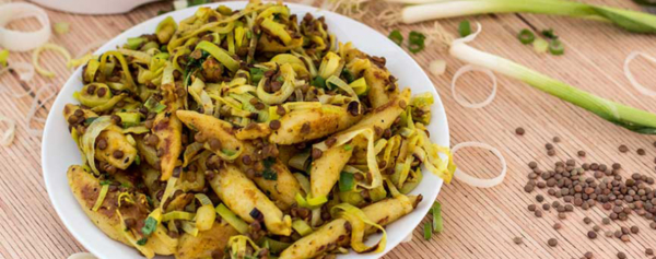 Curry-Schupfnudeln mit Lauch und Linsen - MeinHans Curry-Schupfnudeln mit Lauch und Linsen - MeinHans