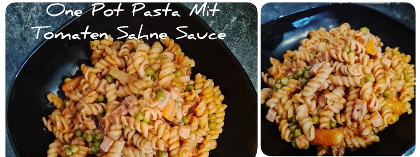 One-Pot Pasta mit Tomaten-Sahne-Soße undFleischwurst